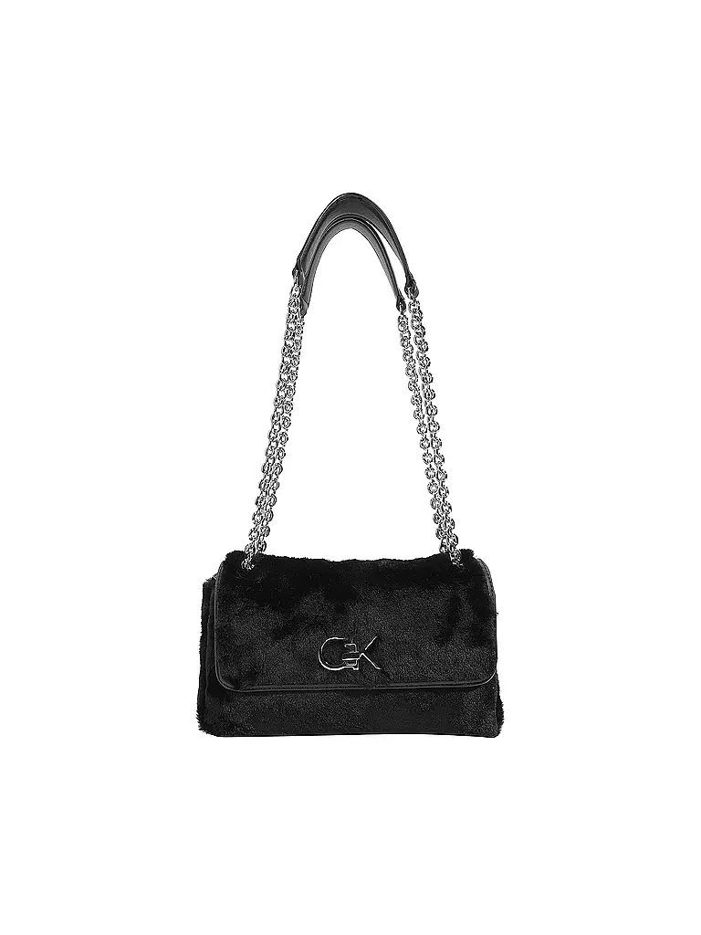 CALVIN KLEIN | Umhängetasche - Crossbody Bag aus Kunstpelz | schwarz