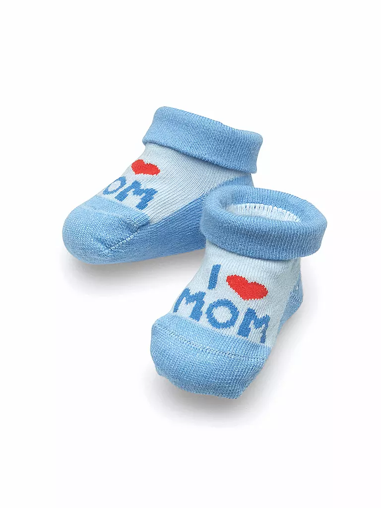 CAMANO | Baby Socken Geschenkbox "I Love Mom" light blue | blau