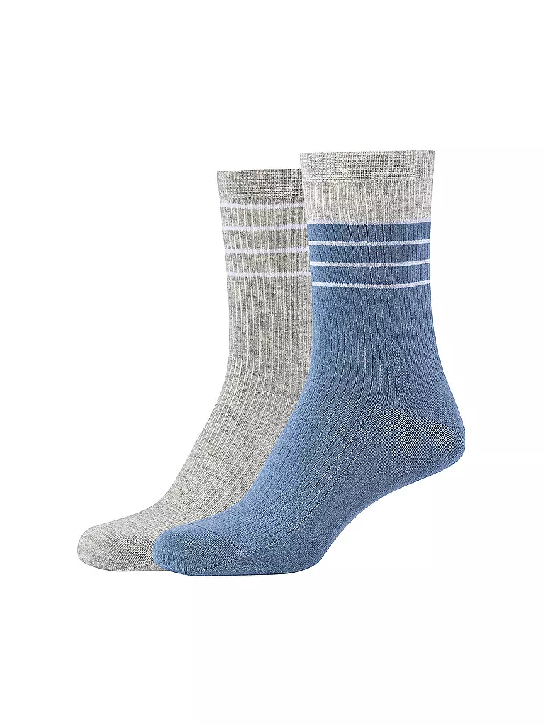 CAMANO | Damen Socken 2er Pkg Cotton Fine Rib Bio Stone | blau