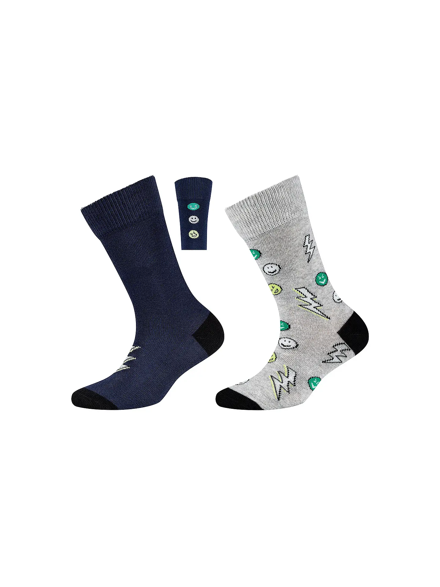 CAMANO | Jungen Socken 2er Pkg. leprechaun green | hellgrau
