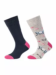 CAMANO | Mädchen Socken 2er Pkg. Dark Grey Melange  | dunkelblau