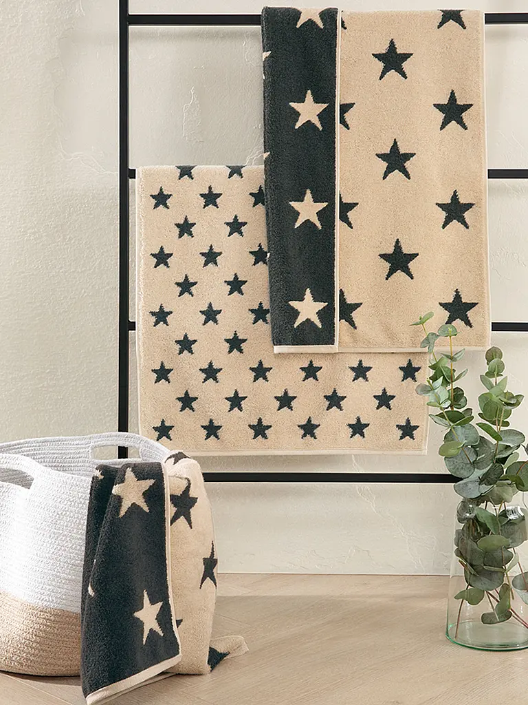 CAWÖ | Gästetuch NEW STAR 30x50cm Beige/Basalt | dunkelgrün