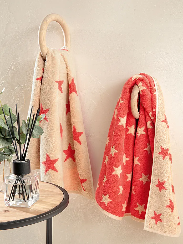 CAWÖ | Gästetuch NEW STAR 30x50cm Beige/Pink | rot