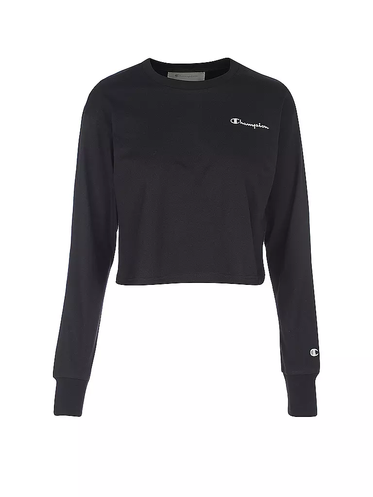 CHAMPION | Langarmshirt cropped - Fit | schwarz