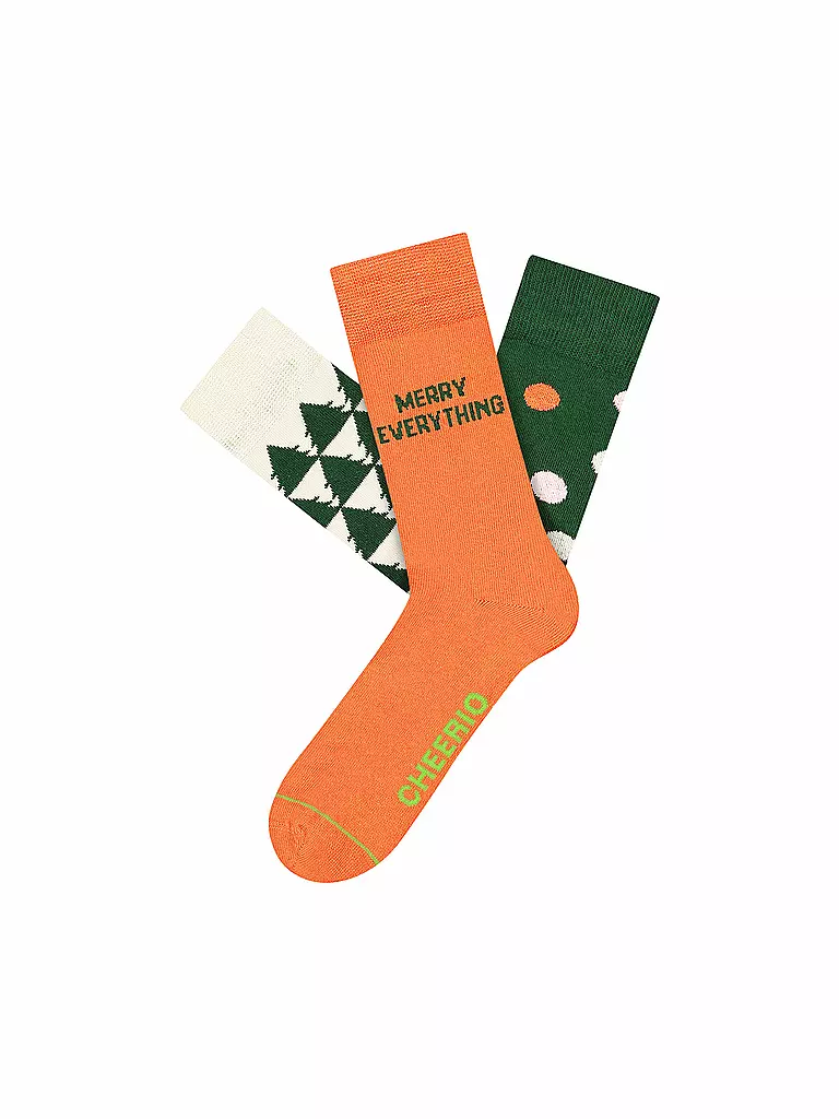 CHEERIO | Socken Geschenkbox Trees & Balls 3er Pkg. | bunt