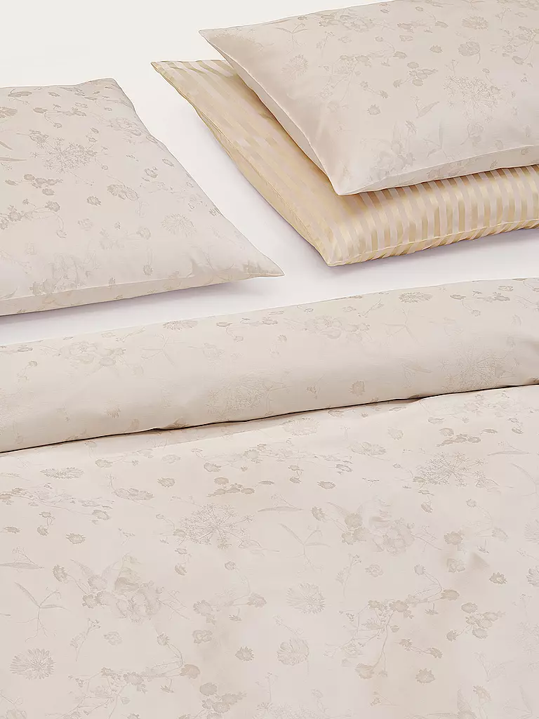 CHRISTIAN FISCHBACHER | Jacquard Deckenbezug FIORI PASTELLO 140x200cm Ivory | rosa