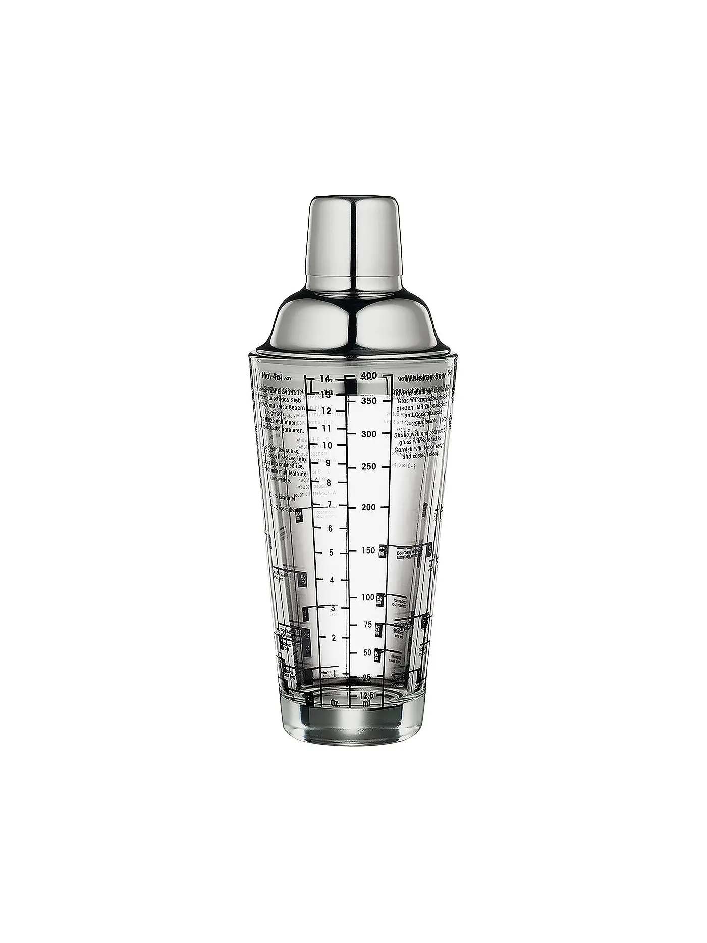 CILIO | Cocktailshaker mit Rezepten 0,4l Glas/Edelstahl | silber