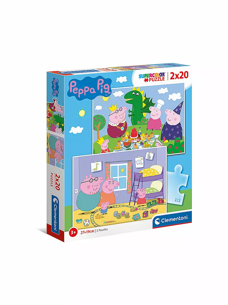 CLEMENTONI | Kinderpuzzle 2 x 20 Teile Supercolor Peppa Pig | keine Farbe