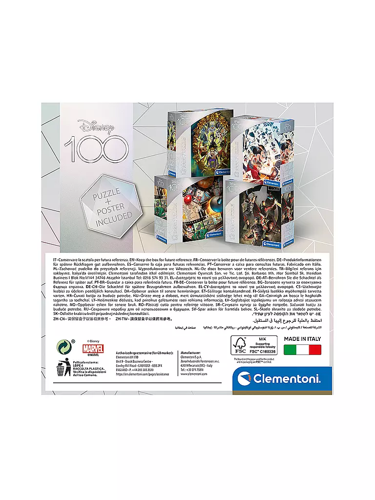 CLEMENTONI | Puzzle Disney 100 - Marvel 1000 Teile | keine Farbe