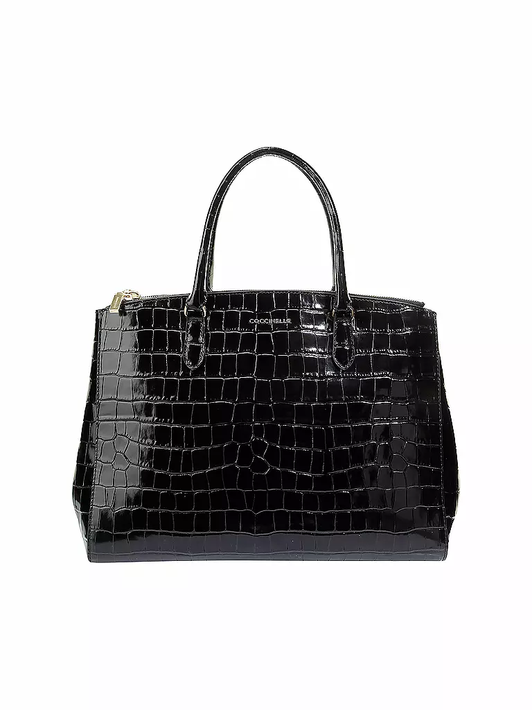 COCCINELLE | Ledertasche - Henkeltasche Sortie Croco Shiny Soft | schwarz