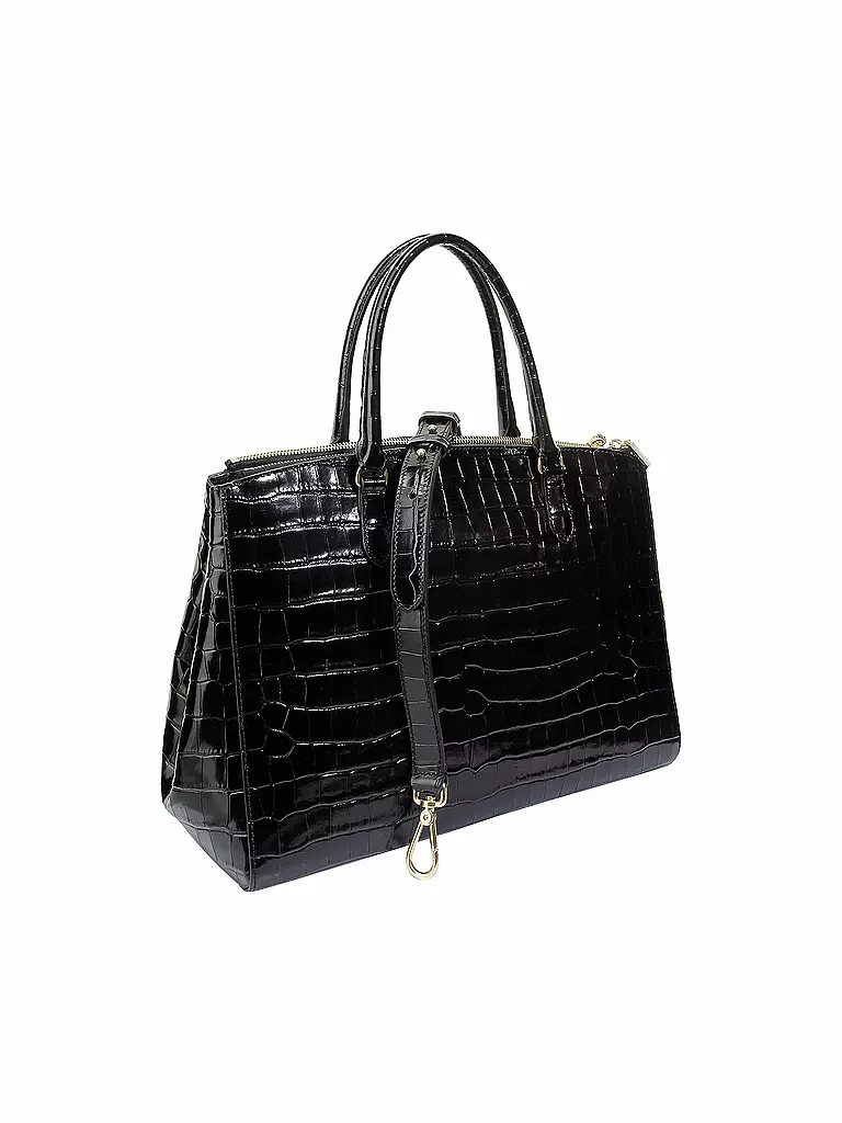COCCINELLE | Ledertasche - Henkeltasche Sortie Croco Shiny Soft | schwarz