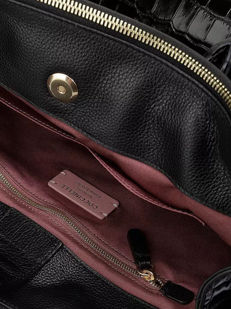 COCCINELLE | Ledertasche - Henkeltasche Sortie Croco Shiny Soft | schwarz