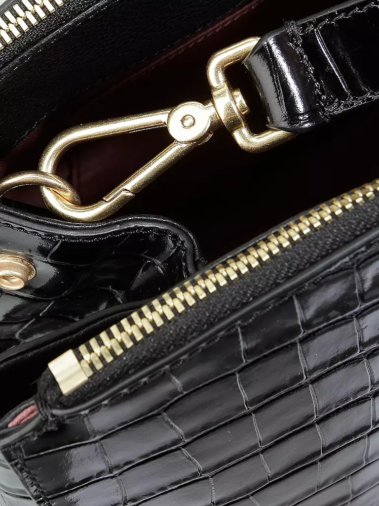 COCCINELLE | Ledertasche - Henkeltasche Sortie Croco Shiny Soft | schwarz