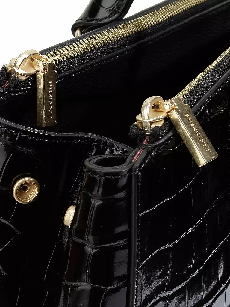 COCCINELLE | Ledertasche - Henkeltasche Sortie Croco Shiny Soft | schwarz