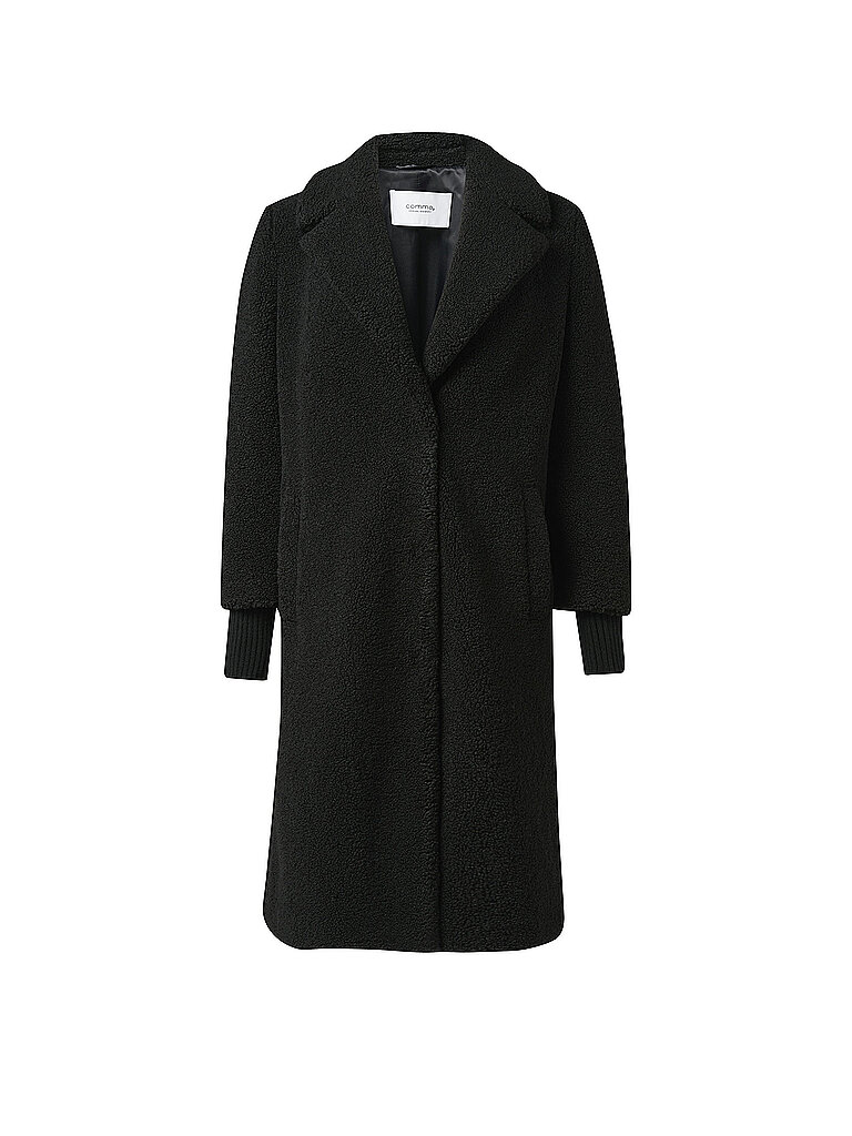 COMMA IDENTITY Mantel in Felloptik schwarz | 36