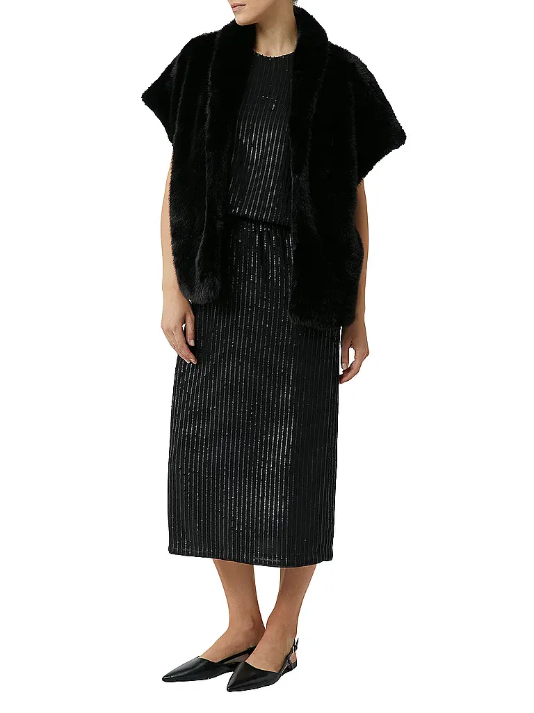 COMMA | Gilet in Felloptik | Schwarz