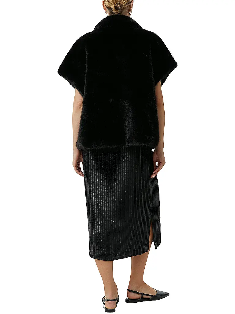 COMMA | Gilet in Felloptik | Schwarz