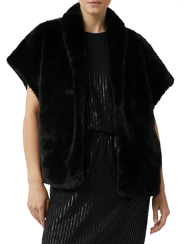 COMMA | Gilet in Felloptik | Schwarz