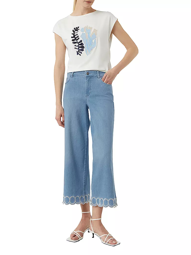 COMMA | Jeans Wide Leg 7/8 | blau