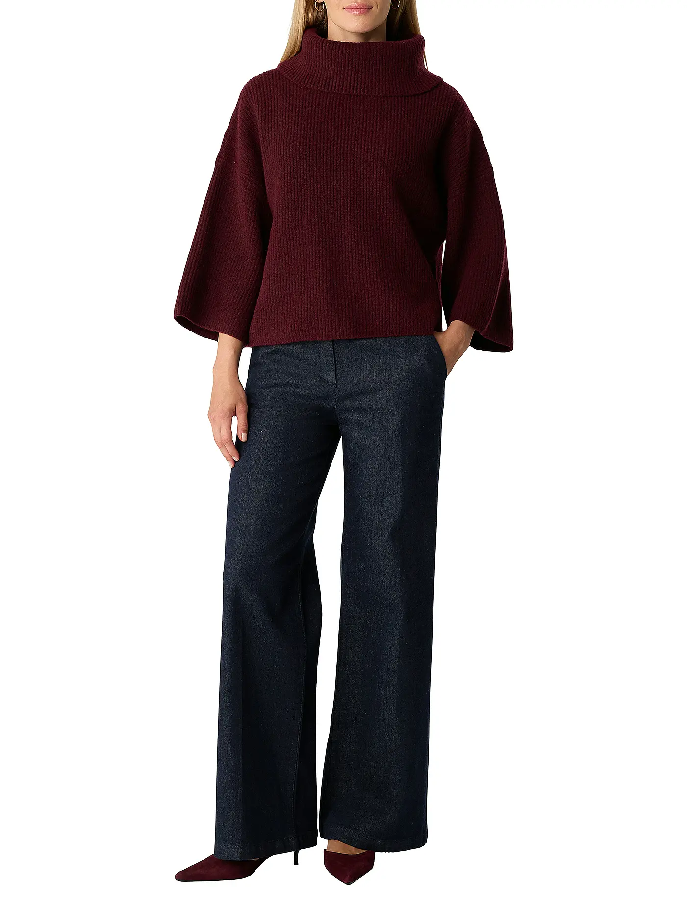 COMMA | Rollkragenpullover  | dunkelrot