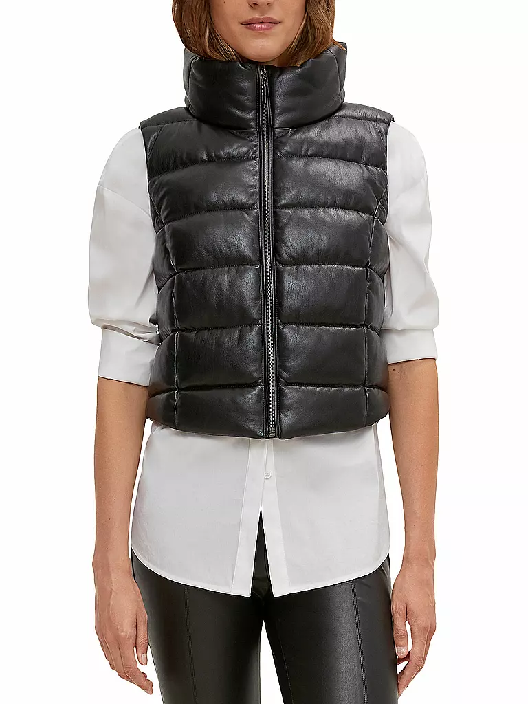 COMMA | Steppgilet in Lederoptik | schwarz