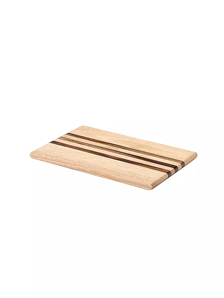 CONTINENTA | Holz-Schneidbrett mit Streifen 26x15cm (Gummibaumholz) | braun