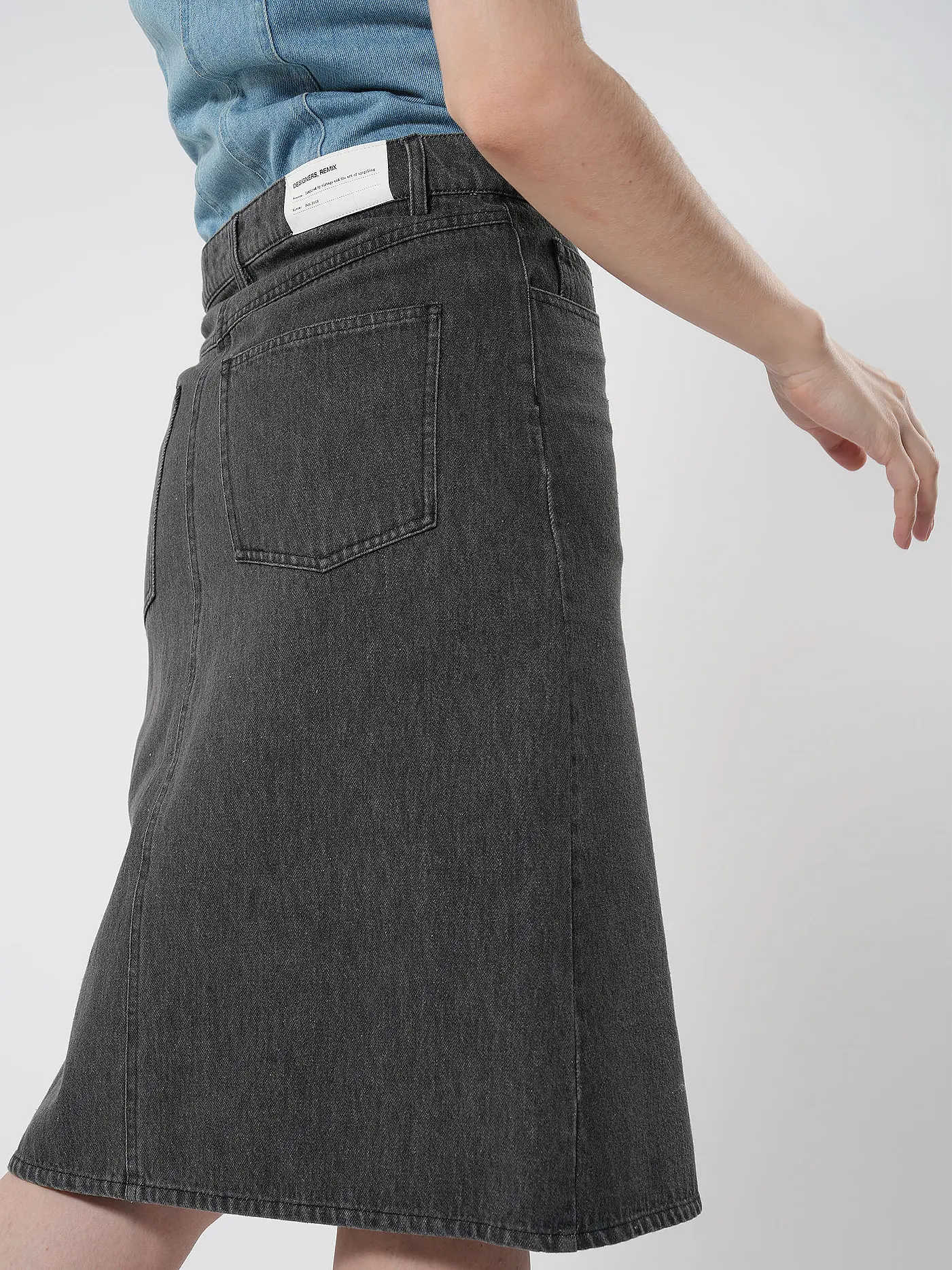 DESIGNERS REMIX | Jeansrock Midi MILES | schwarz