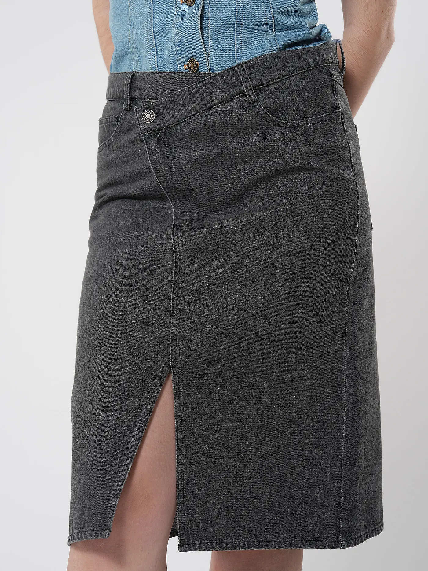 DESIGNERS REMIX | Jeansrock Midi MILES | schwarz