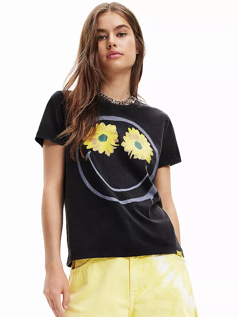 DESIGUAL | T-Shirt SMILEY | schwarz