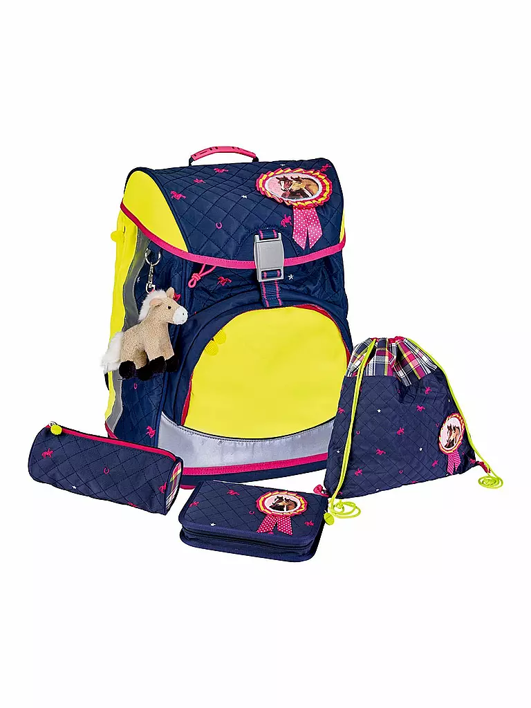 DIE SPIEGELBURG | Pferdefreunde - Schulranzen-Set 4-tlg. "Flex Style Fun - Blue Edition" | 