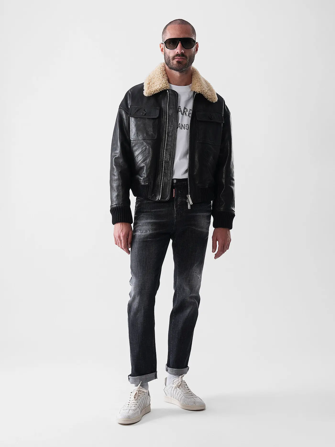DSQUARED2 | Lederjacke AVIATOR | schwarz