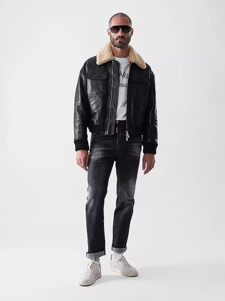 DSQUARED2 | Lederjacke AVIATOR | schwarz