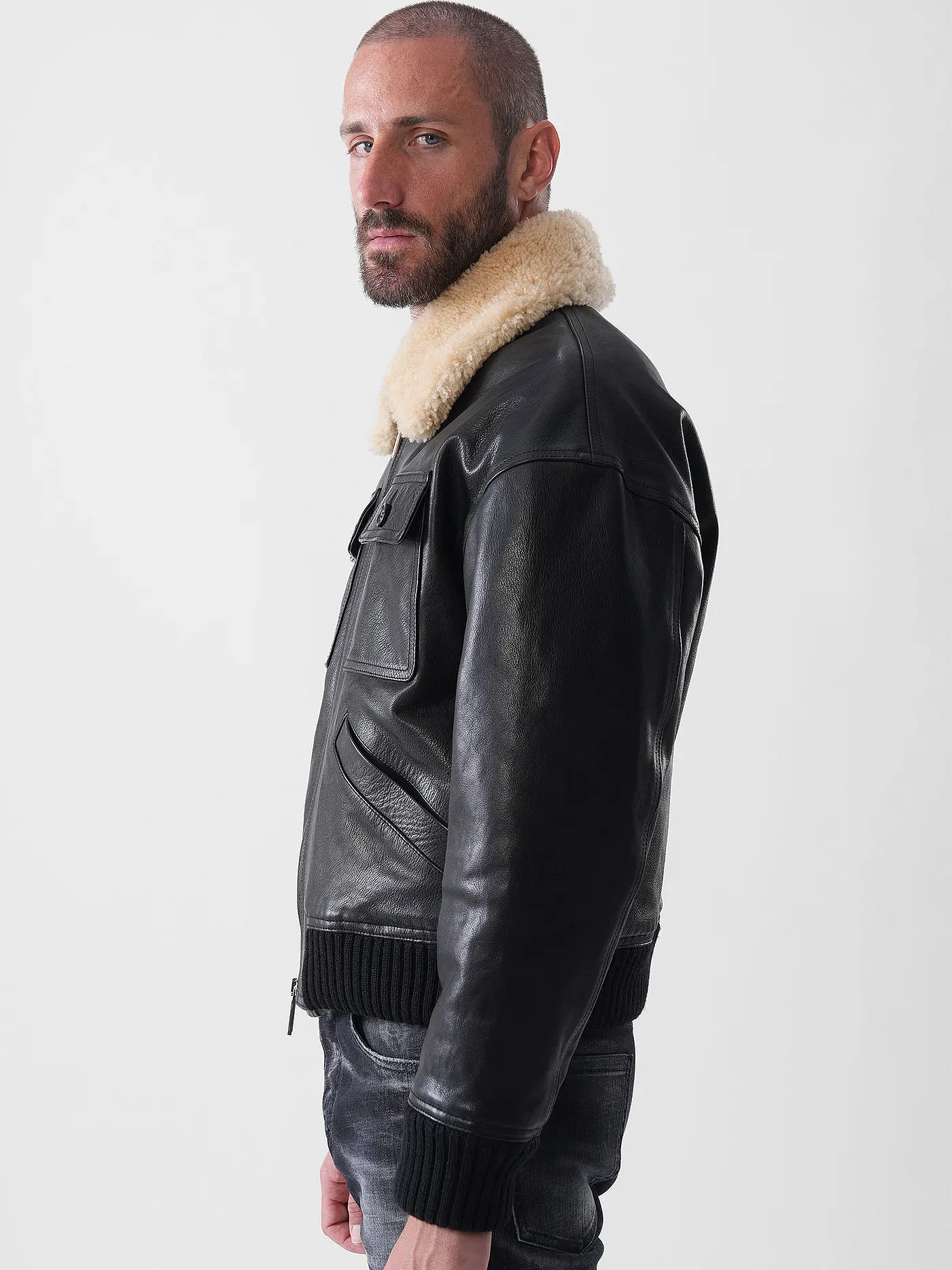DSQUARED2 | Lederjacke AVIATOR | schwarz