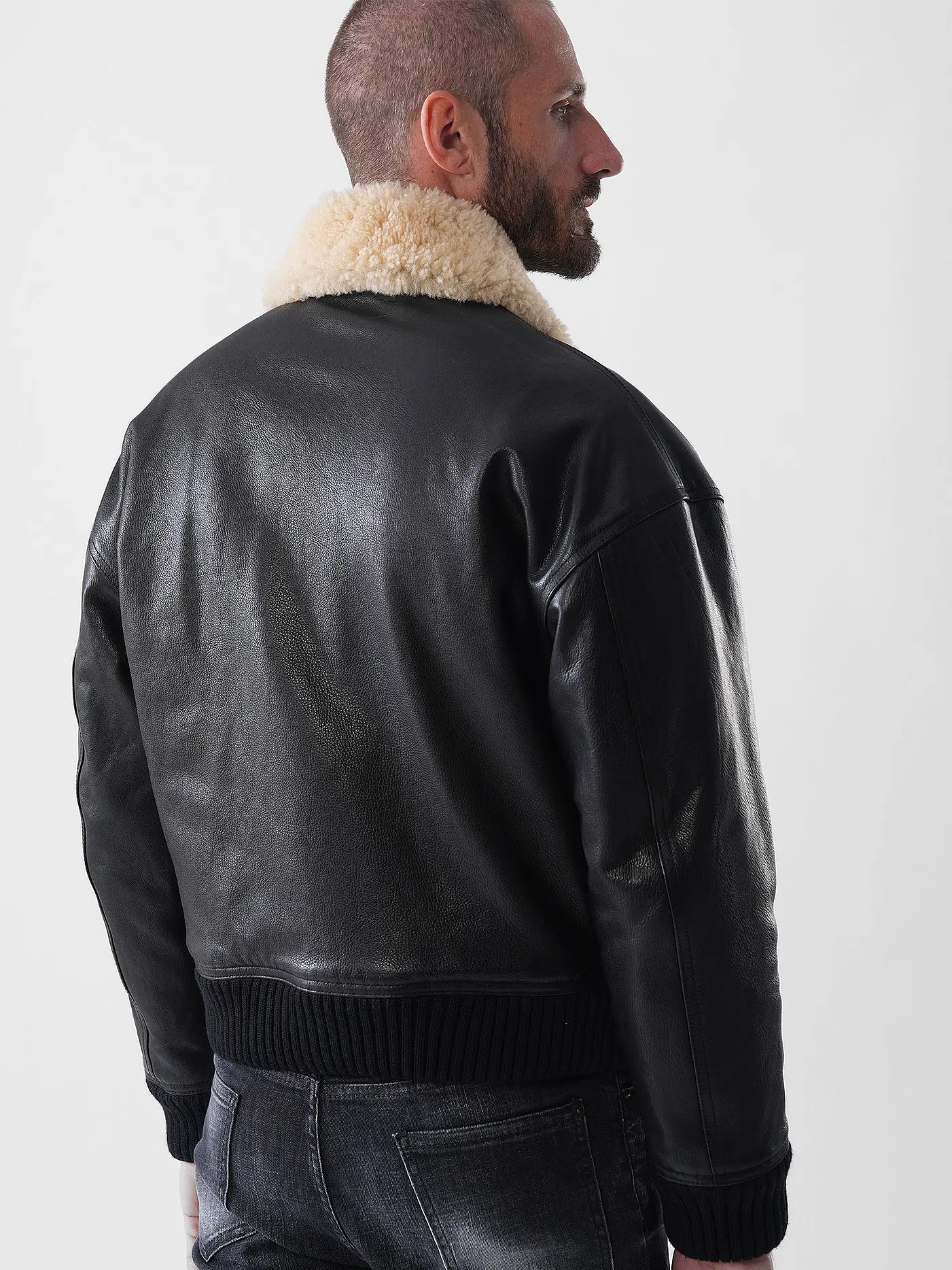DSQUARED2 | Lederjacke AVIATOR | schwarz