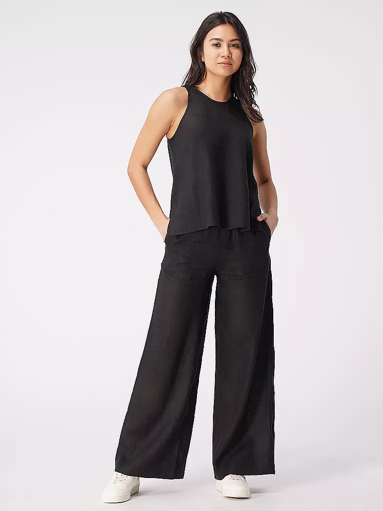 ECOALF | Leinenhose  wide leg MOSAALF | schwarz