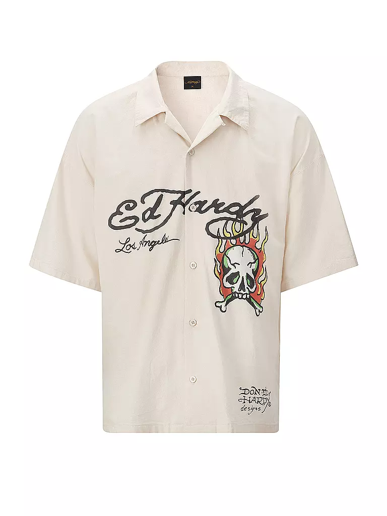 ED HARDY | Hemd Regular Fit SKULL FLAMES  | beige