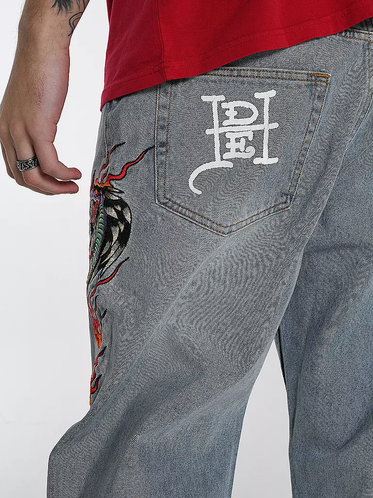 ED HARDY | Jeans Relaxed Fit FLAME SNAKE  | hellblau