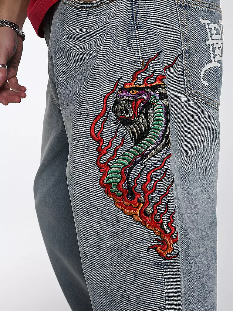 ED HARDY | Jeans Relaxed Fit FLAME SNAKE | hellblau