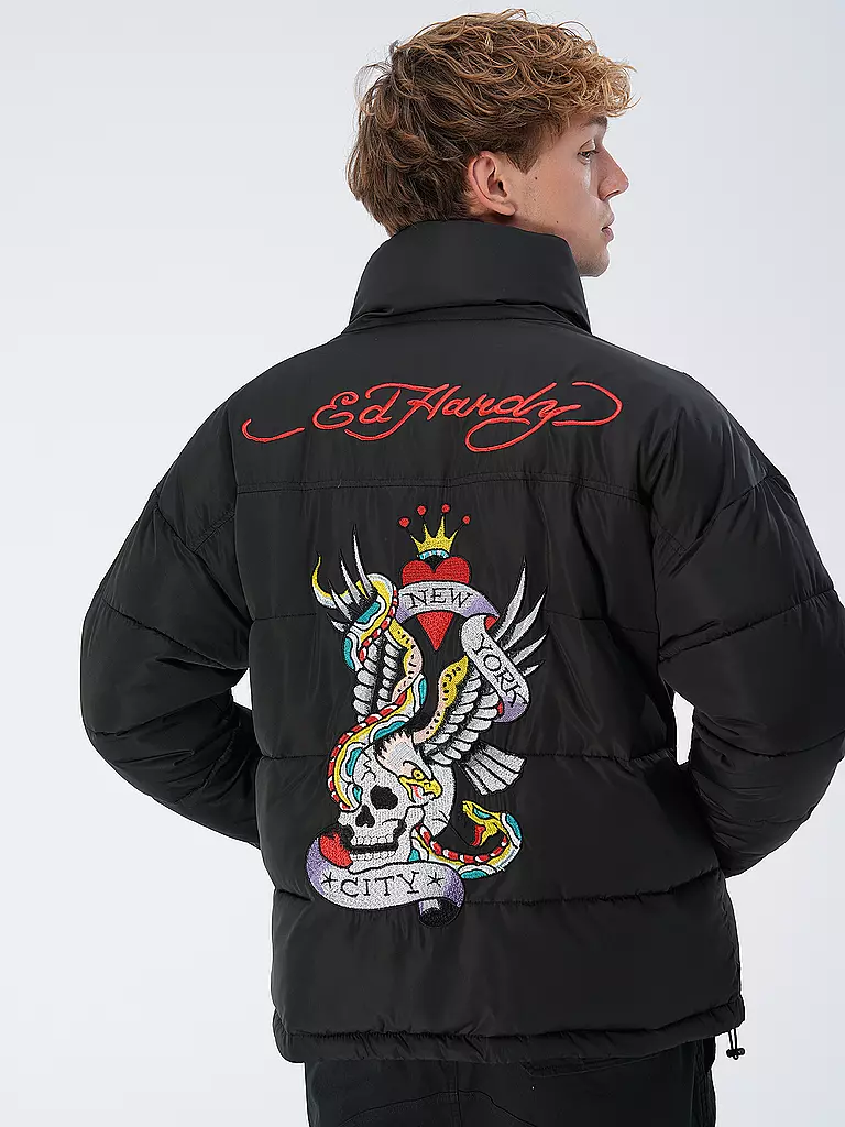 ED HARDY | Steppjacke LKS-NYC-SKULL | schwarz