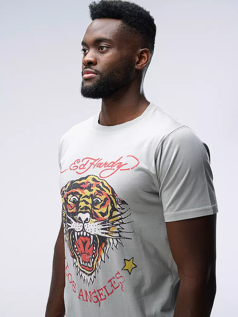 ED HARDY | T-Shirt TIGER VINTAGE | hellgrau