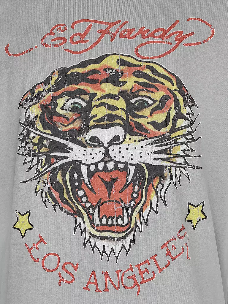 ED HARDY | T-Shirt TIGER VINTAGE | hellgrau