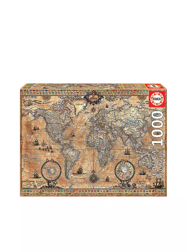 EDUCA | Puzzle - Antike Weltkarte 1000 Teile | keine Farbe