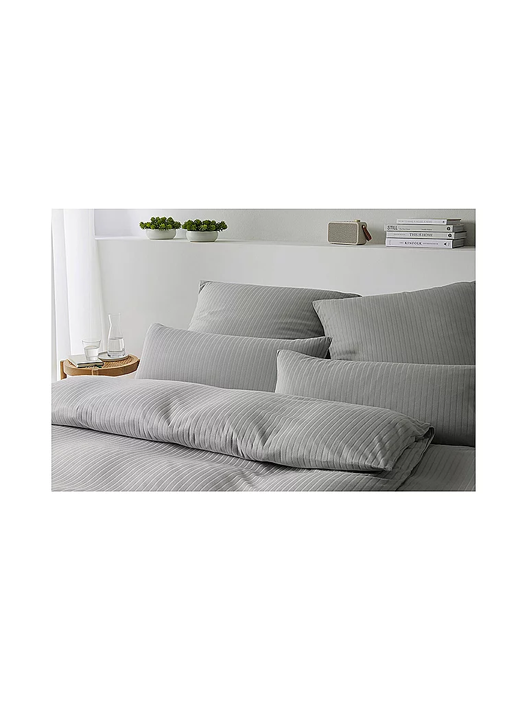 ELEGANTE Juego de cama de punto Jersey SOLID STRIPE 140/200CM Grafito gris