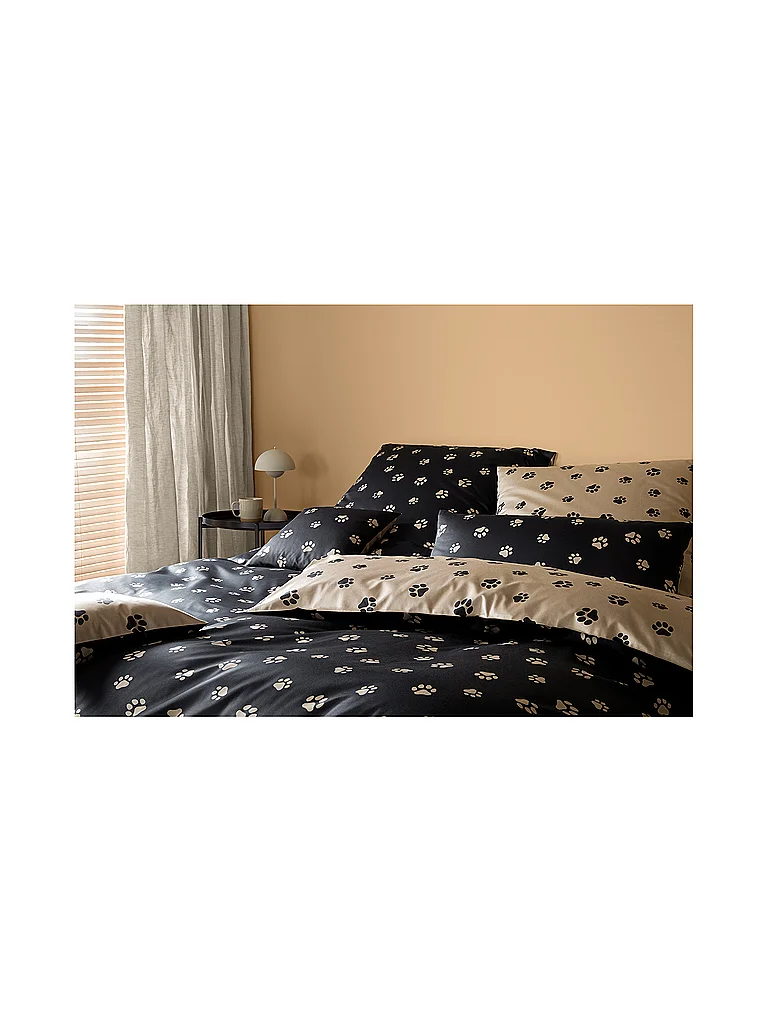ELEGANTE Ropa de cama de satén PAWS 70x90cm/140x200cm Negro negro