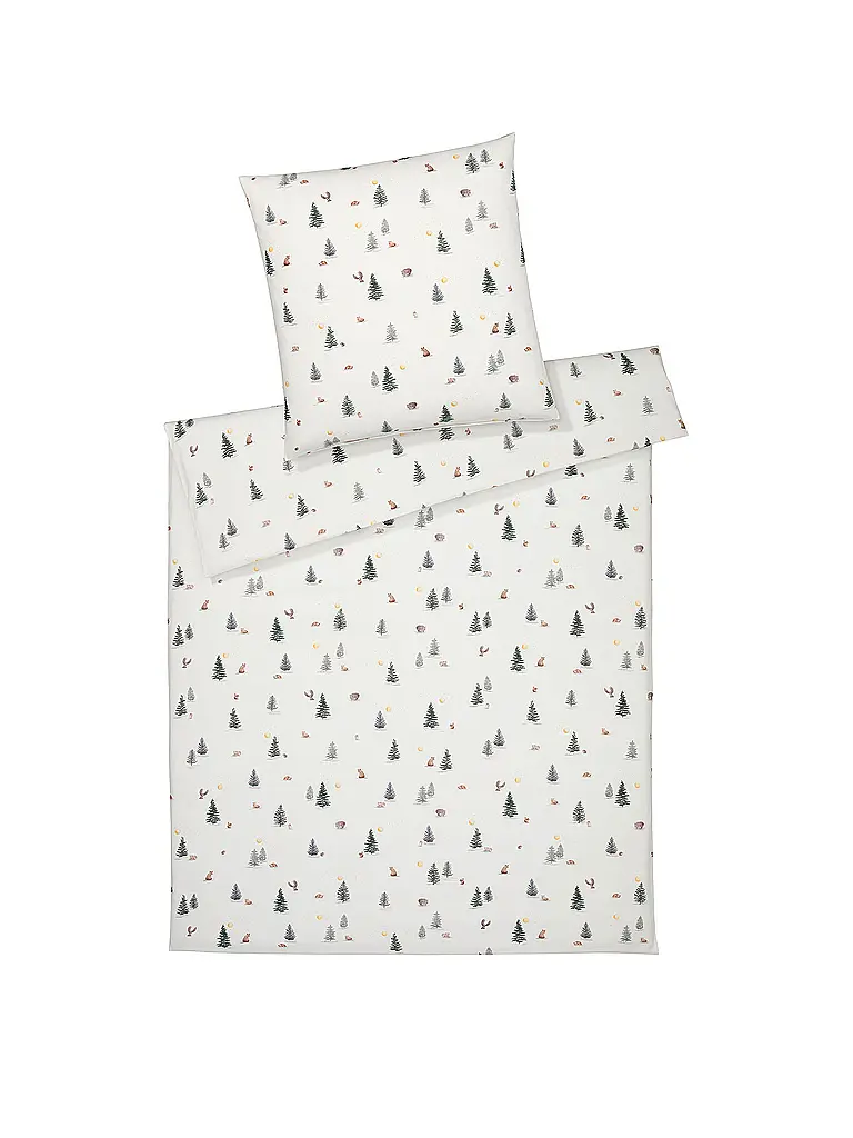 ELEGANTE | Flanell Bettwäsche WINTERWALD 70x90cm/140x200cm Weiss | weiss
