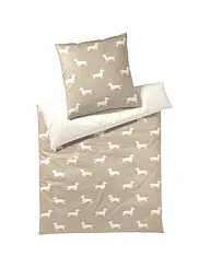 ELEGANTE | Satin Bettwäsche DOGS 70x90cm/140x200cm Schwarz | beige
