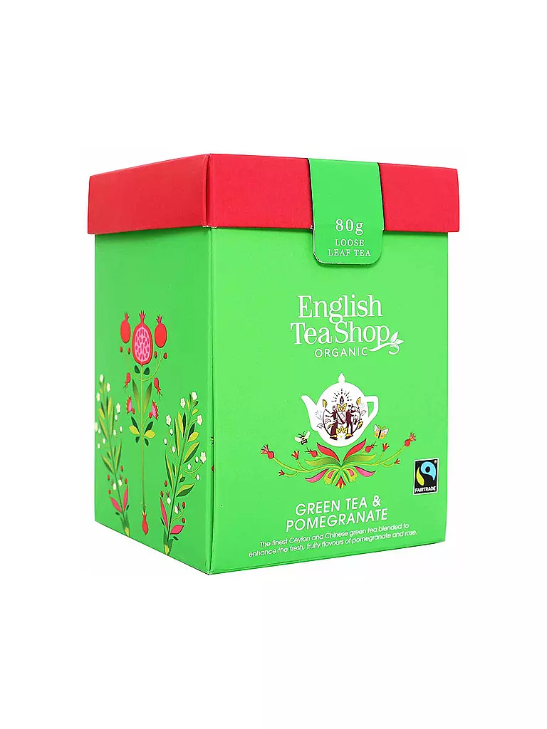 ENGLISH TEA SHOP | Grüner Tee Granatapfel, BIO Fairtrade, Loser Tee, 80g Box | bunt