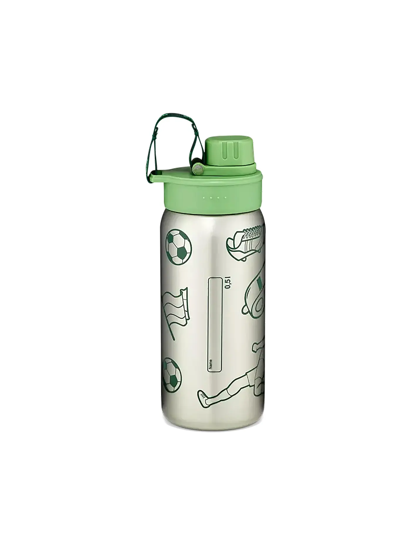 ERGOBAG | Edelstahl Trinkflasche 0,5L Black | grün