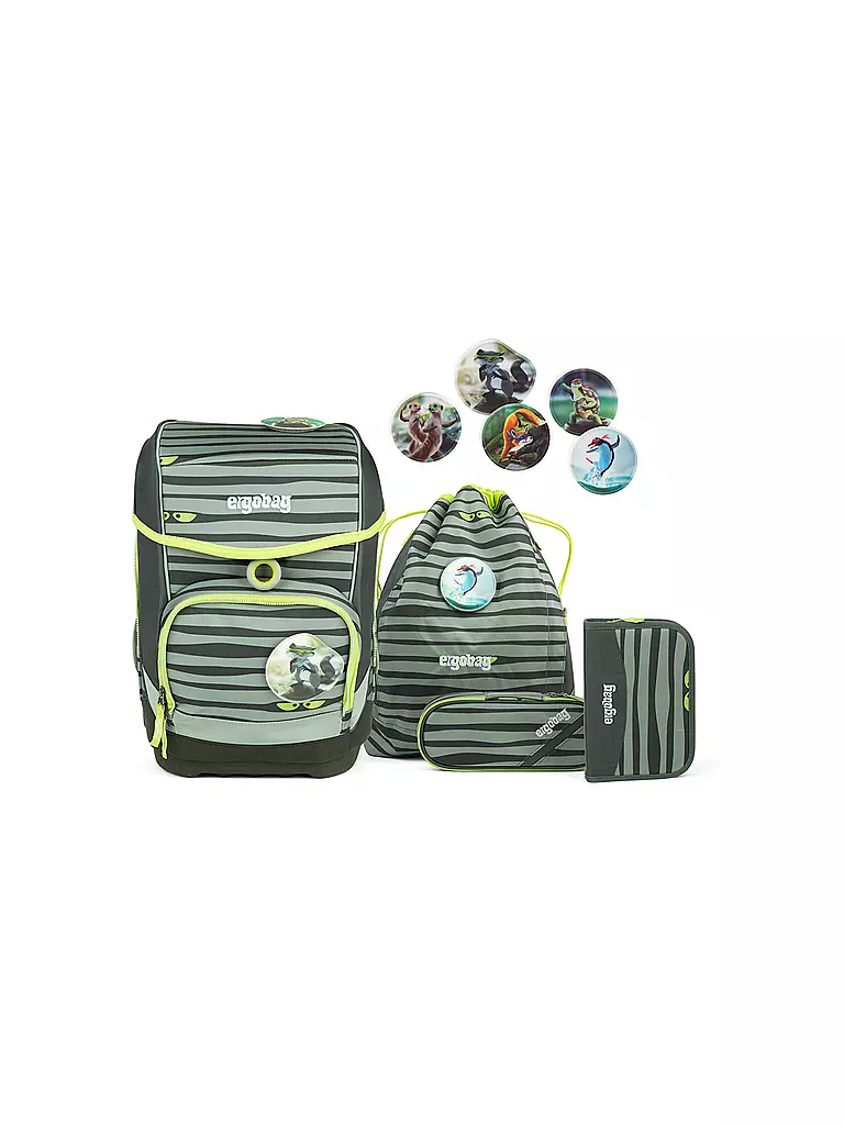 ERGOBAG | Schultasche Set 5-tlg. "Cubo - Super NinBär" | olive