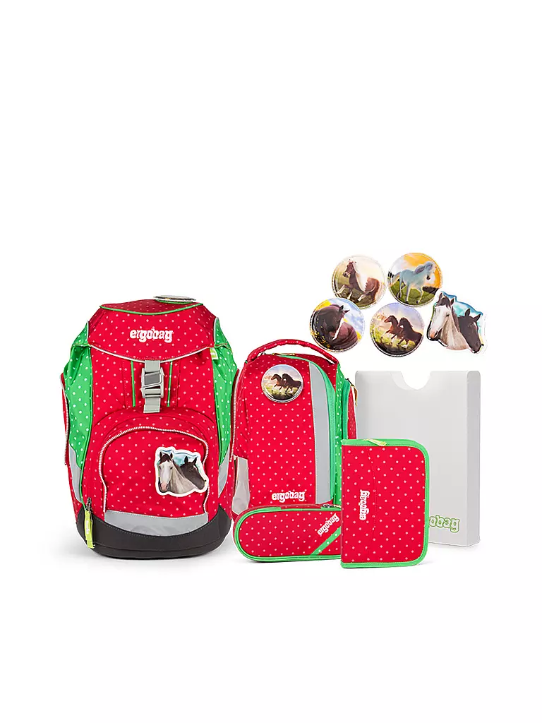 ERGOBAG | Schultasche Set 6-tlg. "Galoppbär" | rot